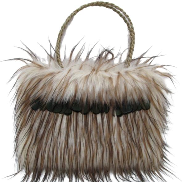 Cream Fur Kete Bag