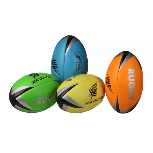 Mini Fluoro Rugby Balls with New Zealand Silver Fern Logo