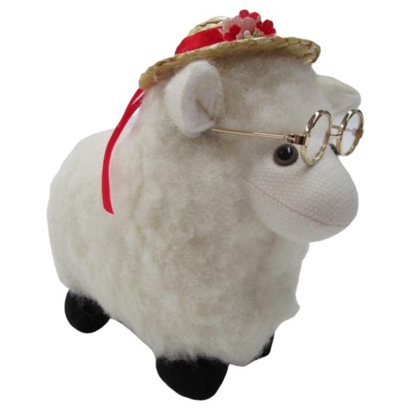 Romney Sheep with Straw Hat & Glasses